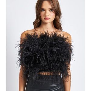 En Saison Nyra Bustier Feather Top Size Medium NWT
